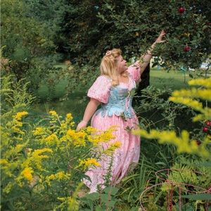 NWOT Pink Lace Vintage Inspired Whimsical Maxi Dress Plus Size